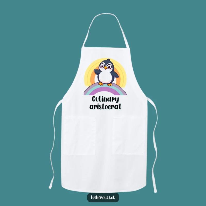Funny Penguin Monocle Apron: Cook with Class in the Kitchen, Perfect Gift!