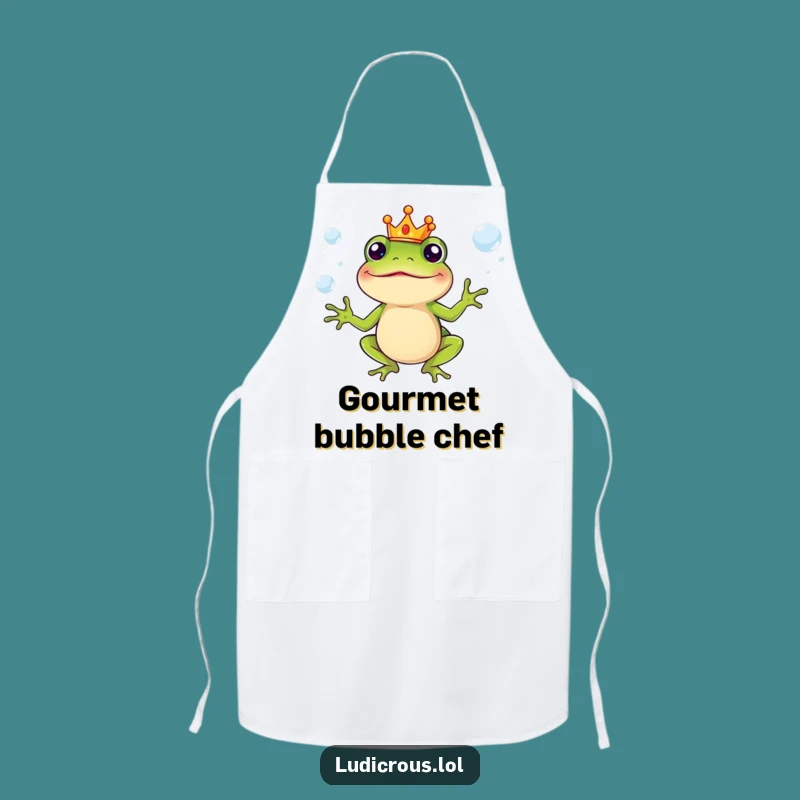 Funny Apron - Frog King Juggling Bubbles - Kitchen Royal Humor Gift!