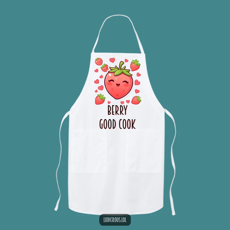 Funny Blushing Strawberry Wink Apron - Chef's Delight with a Humorous Fruity Twist