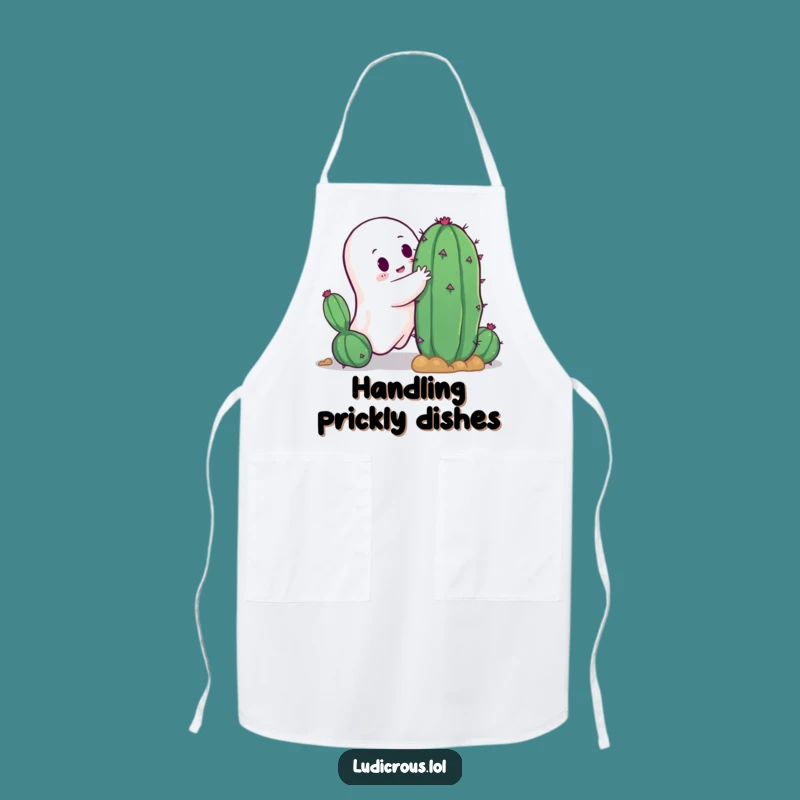 Funny Ghost Cactus Hug Apron: Cook Up Some Laughs with This Hilarious Kitchen Gear!