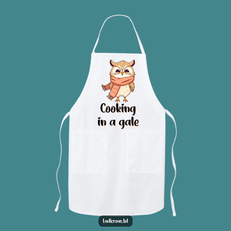 Funny Owl Apron: Grinning Owl Scarf, Windblown Kitchen Fun, Hilarious Cooking Gift