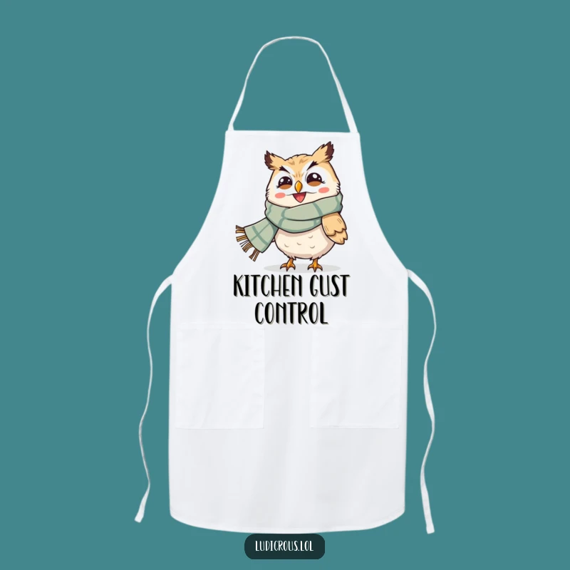 Funny Owl Windblown Apron: Cook Up Laughs, Even in a Gale