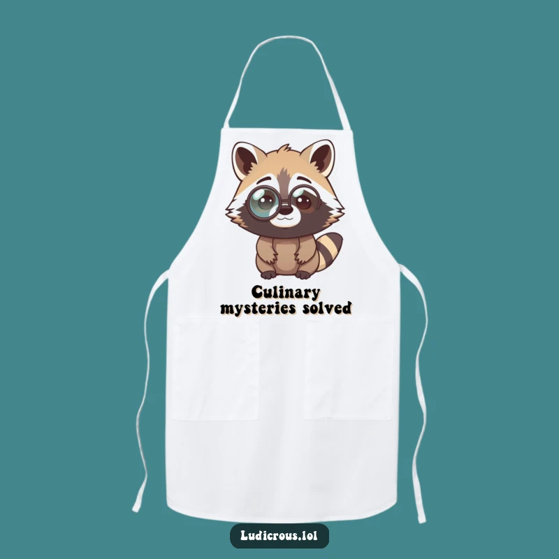 Funny Raccoon Monocle Apron Gift - Culinary Perplexed Bandit's Smart Kitchen Style