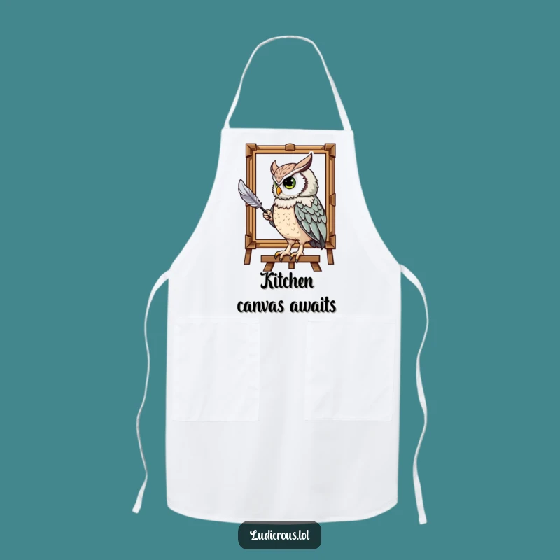 Funny Owl Painting Portrait Apron: Create Art in the Kitchen
