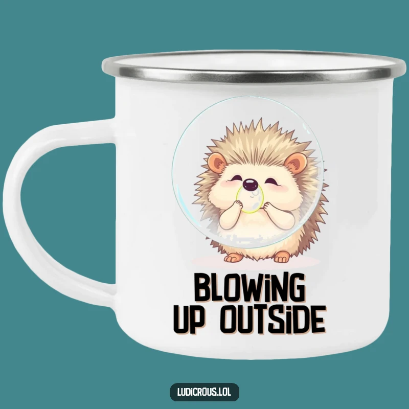 Funny Hedgehog Bubble Blow Funny Camping Mug Gift - Outdoor Prickle's Ambitious Fun