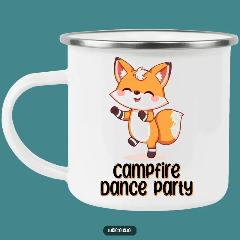 Funny Cheerful Fox Dancing Camping Mug: Adventure Fuel for Dancing Souls