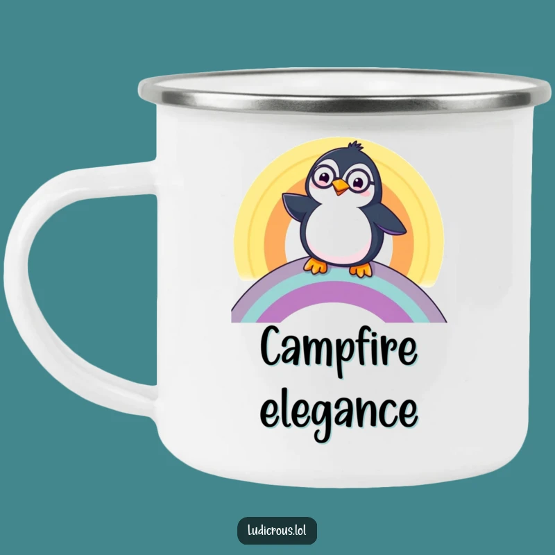 Funny Penguin Monocle Camping Mug: Dapper Adventures Await, Great Gift!