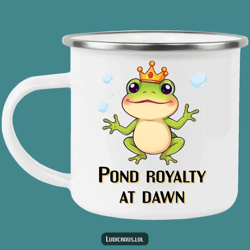 Funny Camping Mug - Frog King Juggling Bubbles - Outdoor Royal Humor Gift!