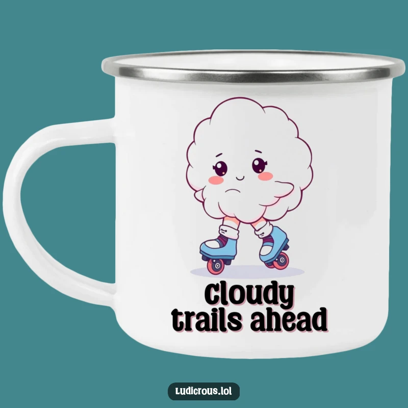 Funny Cloud Roller Skates Camping Mug: Adventure and Laughs - Ideal Gift!