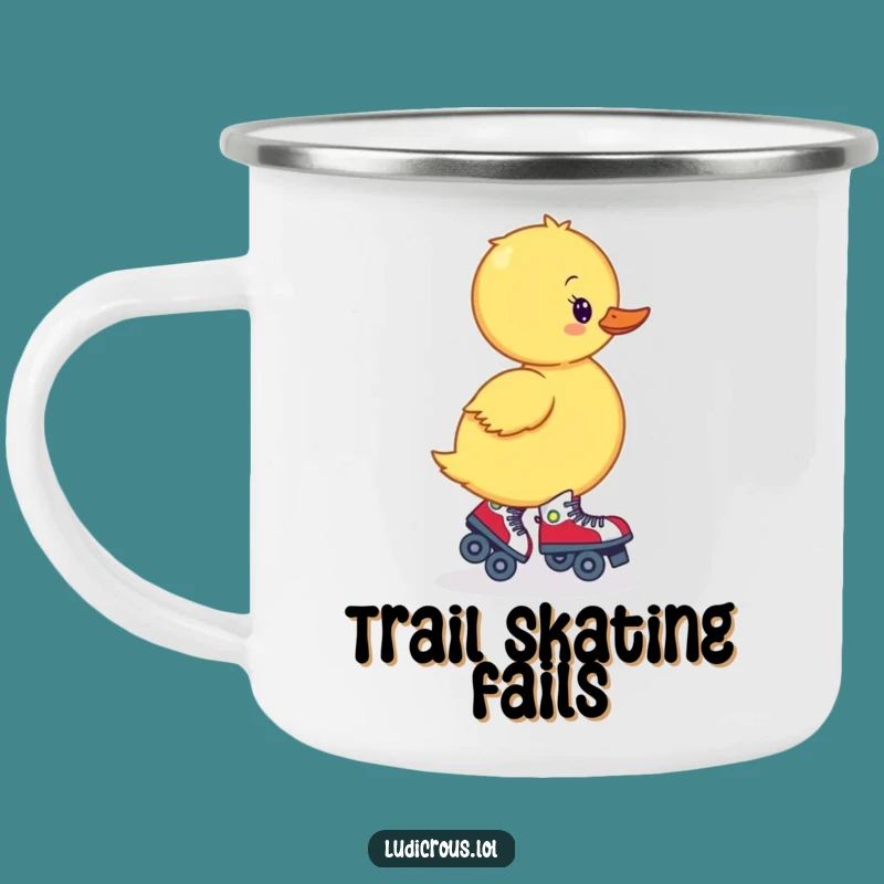 Funny Wobbly Duckling Skates Camping Mug: Adventure Fuel for Brave Souls