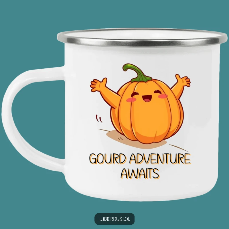 Funny Rolling Pumpkin Camping Mug - Autumn Adventure Fuel!