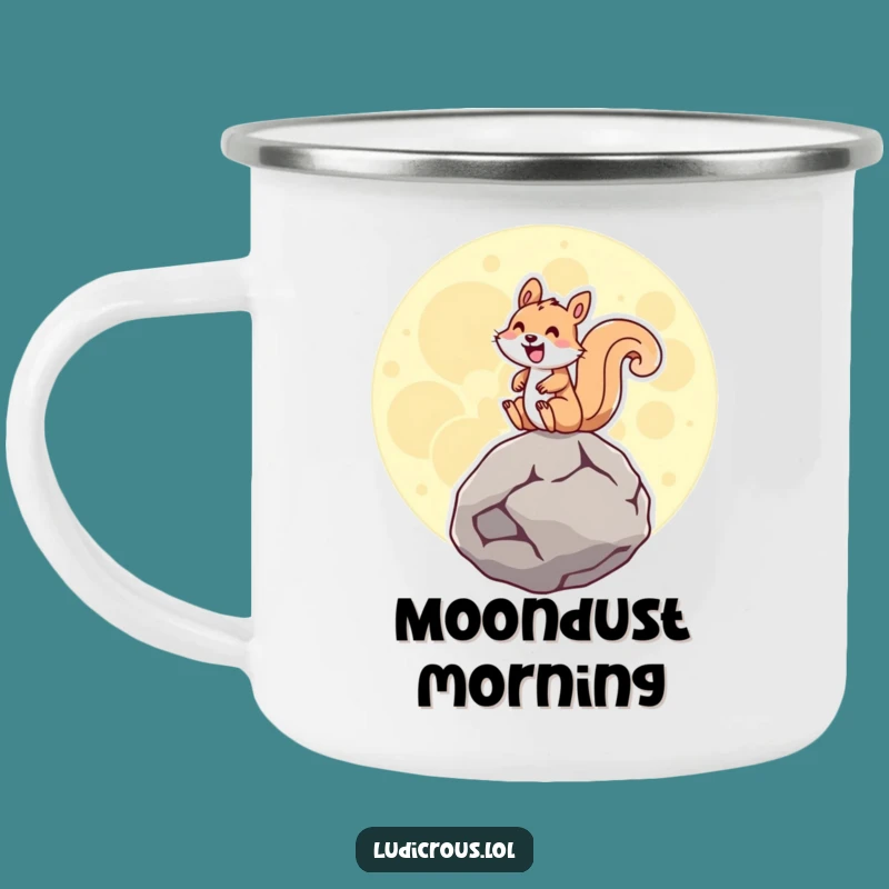 Funny Squirrel Moon Rock Camping Mug: Adventure fuel with stellar humor!