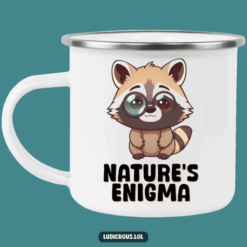 Funny Raccoon Monocle Camping Mug Gift - Outdoor Perplexed Bandit's Curious Brew