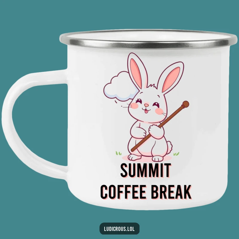 Funny Rabbit Cloud Petting Camping Mug: Adventure Fuel with a Humorous Touch