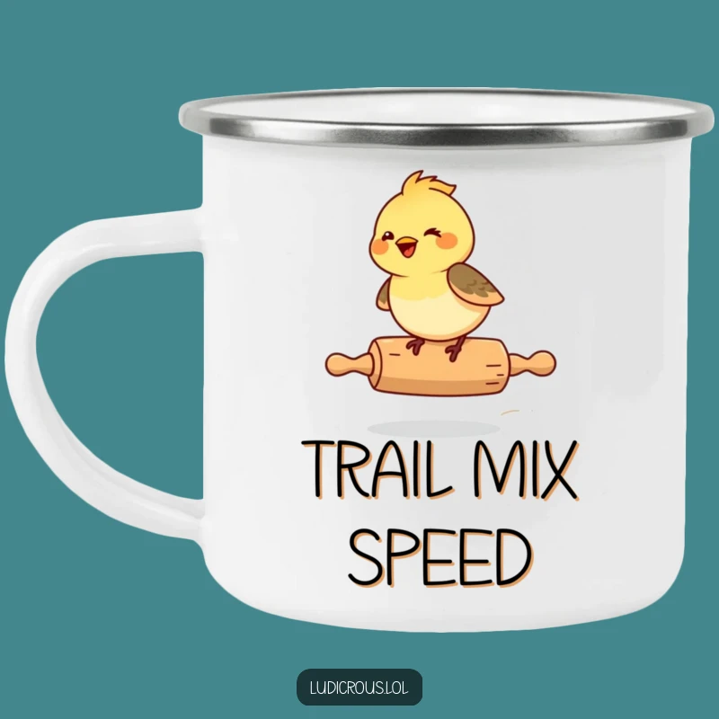 Funny Chickadee Rolling Pin Camping Mug: Adventure Fuel for Bird Lovers, Great Gift!