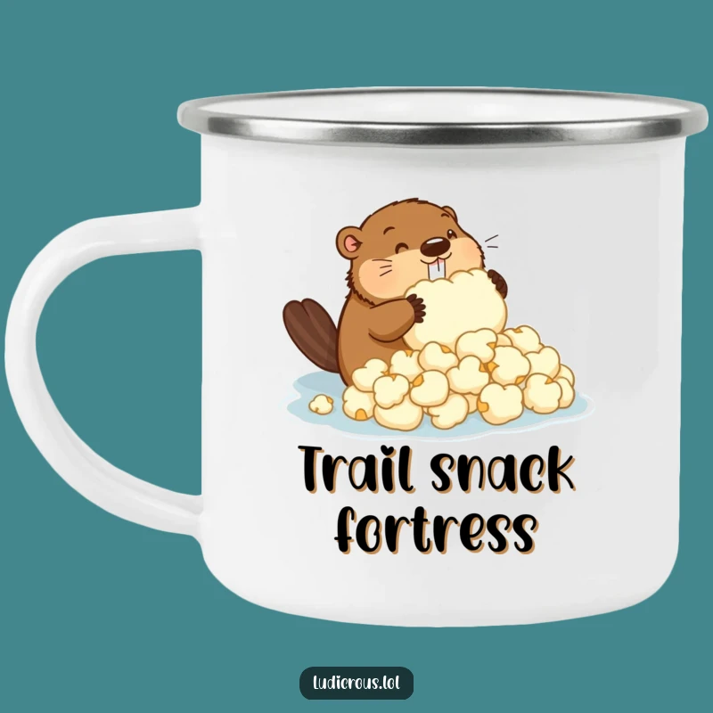 Funny Beaver Popcorn Dam Camping Mug: Adventure Fuel for Dam Builders