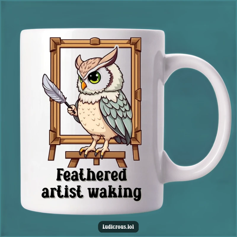 Funny Owl Painting Portrait Mug: Majestic Artist Art for a Unique Gift