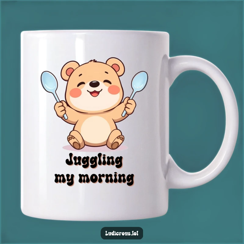 Funny Bear Cub Juggling Mug - Effortful Fun and Bent Spoons, Perfect Funny Gift