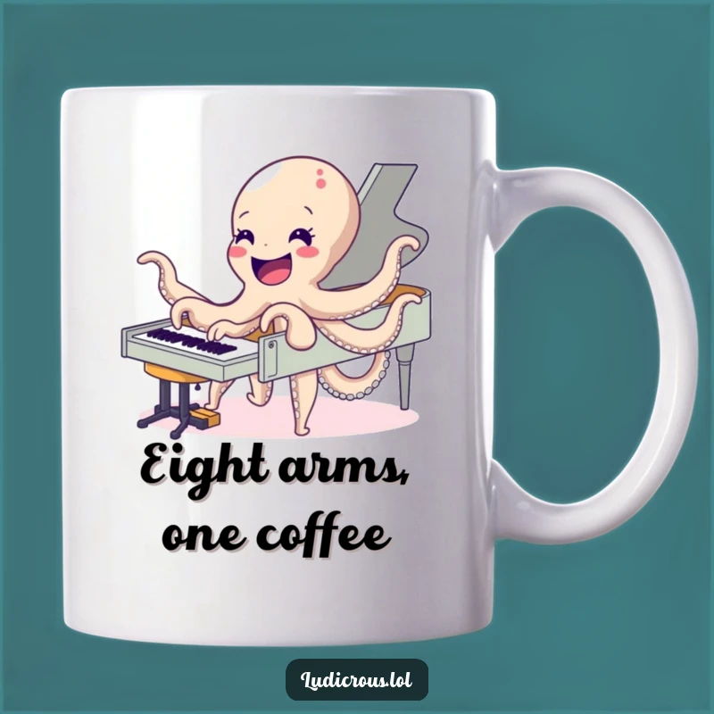 Funny Octopus Piano Mug: Delighted Musician Character, Perfect Hilarious Gift for Music Lovers!