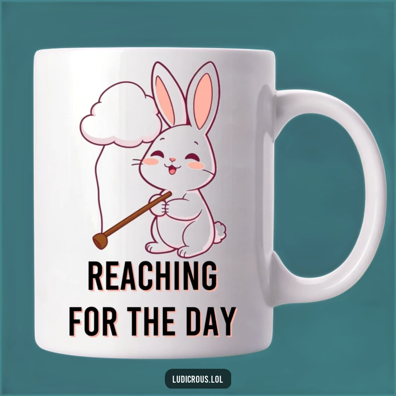 Funny Rabbit Cloud Petting Mug - Whimsical Pole Reach Gift!