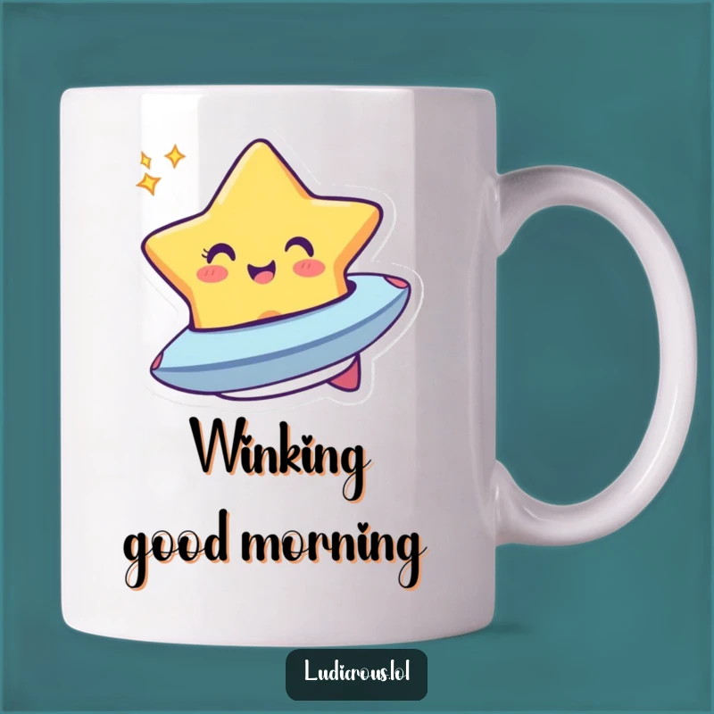 Funny Star Spaceship Mug: Cheerful Celestial Gift for Cosmic Laughs