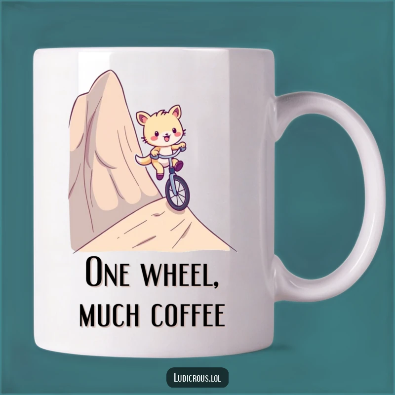Funny Unicycle Critter Mug: Steep Hill Ride, Perfect Funny Gift