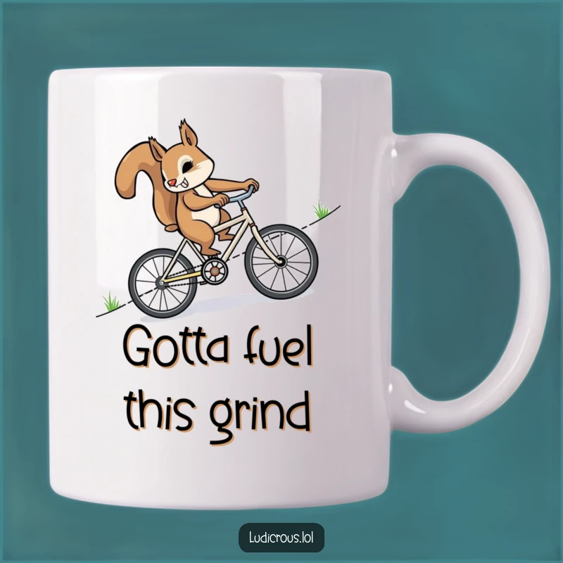 Funny Determined Squirrel Mug: Hilarious Motivational Gift for Cyclists, Perfect Cup