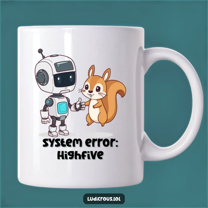 Funny Robot Squirrel Mug - Confused High Five - Tech Humor Gift!