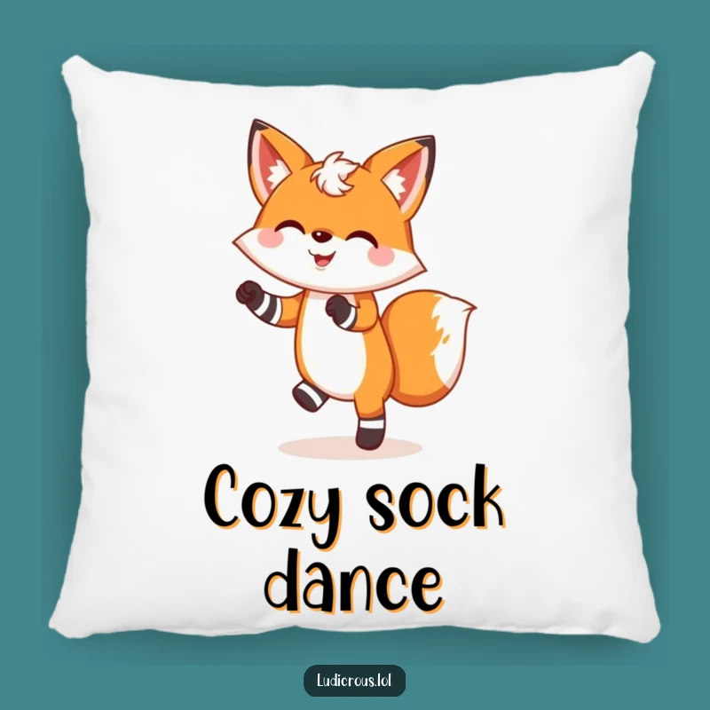 Funny Cheerful Fox Dancing Pillow: Cozy Comfort and Joyful Art