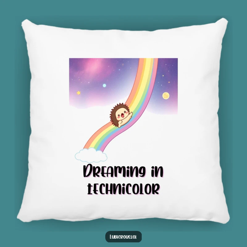 Funny Hedgehog Rainbow Pillow: Cozy Up with Cosmic Comfort