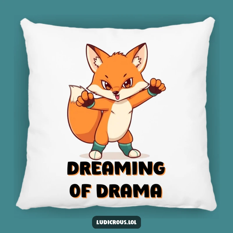 Funny Fox Dramatic Pose Pillow - Cozy Style with a Quirky Twist, Super Funny Gift