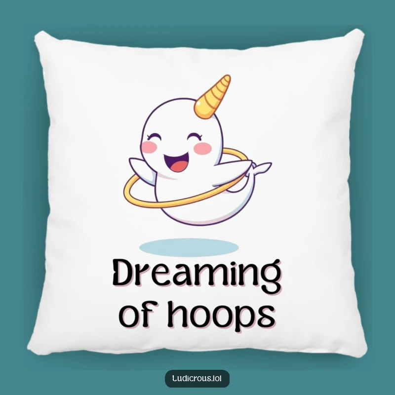 Funny Narwhal Pillow: Chuckling Tusk Hula Hoop Comfort - Adorable Funny Gift
