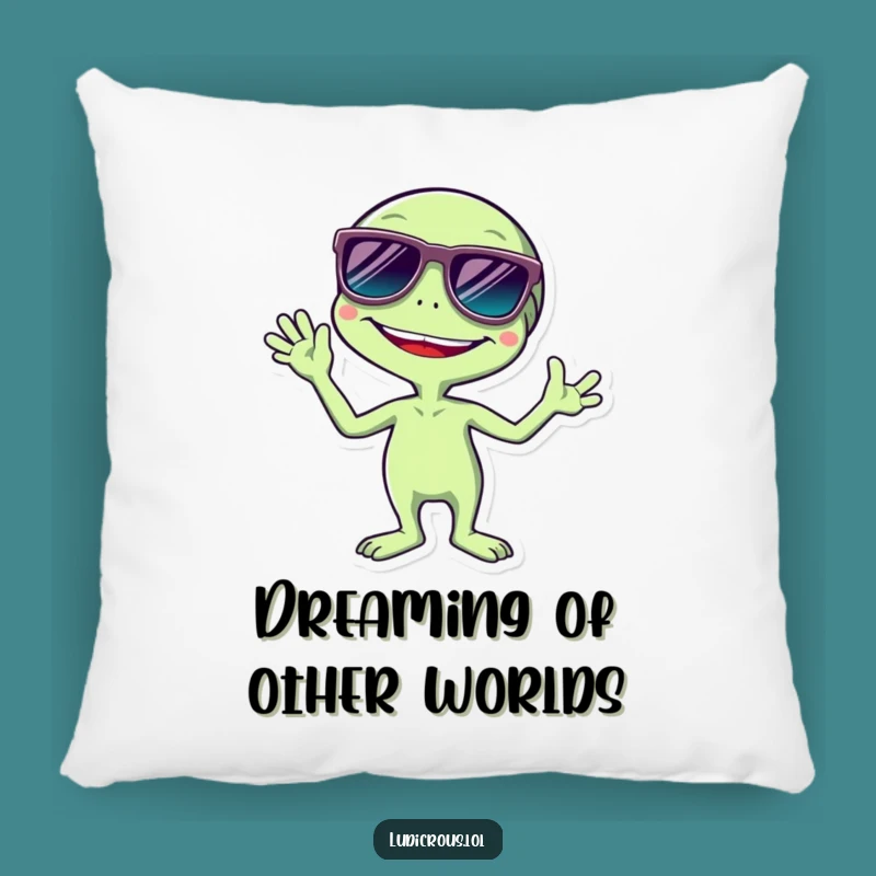 Funny Alien Pillow: Giggling Extraterrestrial Sunglasses, Hilarious Comfy Decor Gift