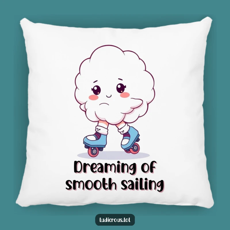 Funny Cloud Roller Skates Pillow: Cozy Comfort with Whimsical Humor - Great Gift!