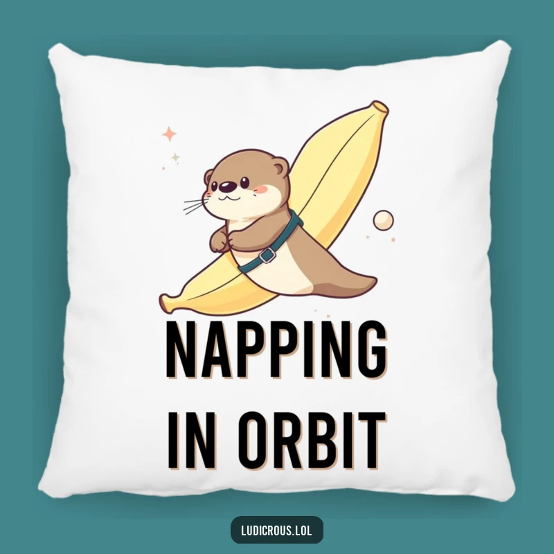 Funny Otter Banana Space Flight Pillow - Cozy & Absurd Decor