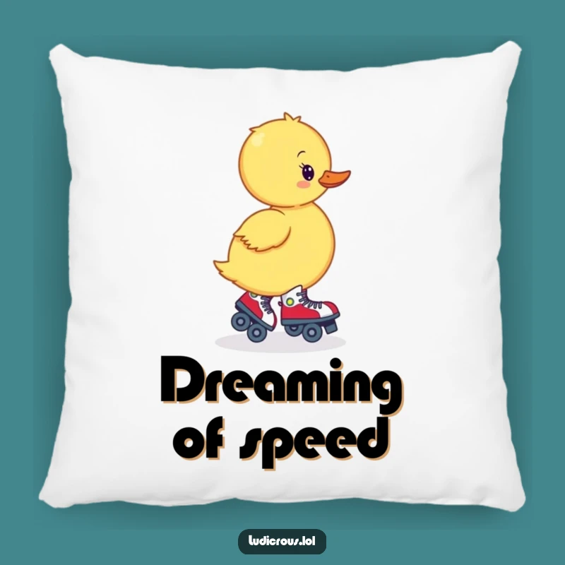 Funny Wobbly Duckling Skates Pillow: Cozy Comfort and Adorable Art
