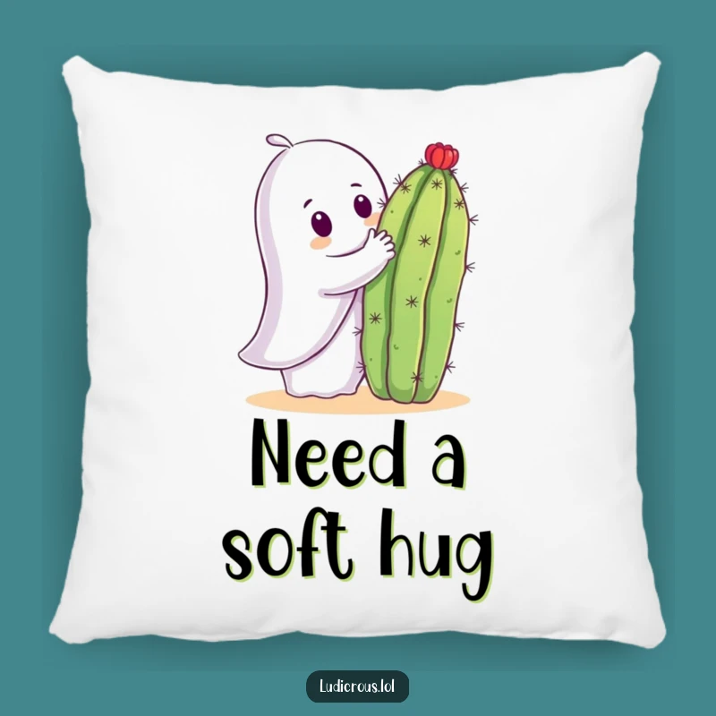 Funny Ghost Cactus Hug Pillow: Cozy Comfort with Spooky Comedy - Great Gift!