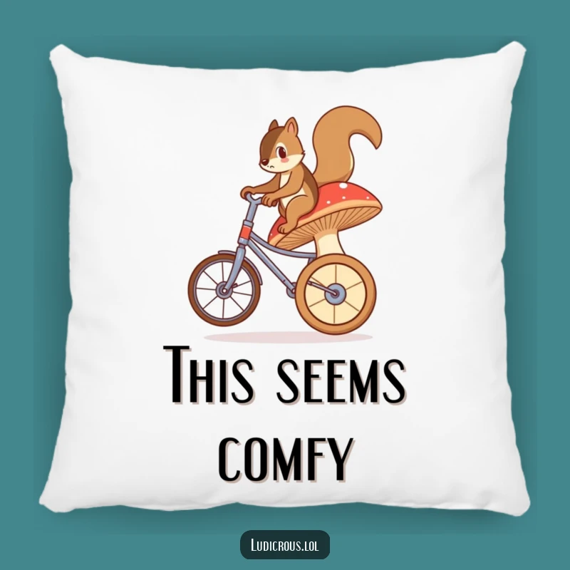 Funny Squirrel Mushroom Pillow - Bewildered Rider Comfort Cushion