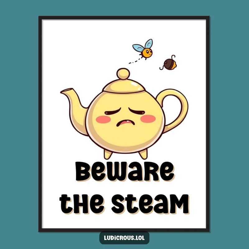 Funny Nervous Teapot Digital Art - Instant Wall Art of Anxiety!