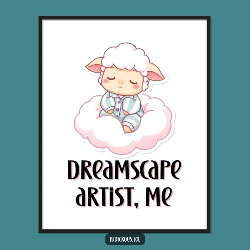 Funny Sleepy Sheep Pajama Cloud Digital Art: Instant Humor Download