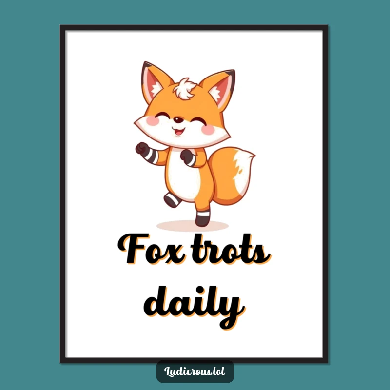 Funny Cheerful Fox Dancing Digital Art Print: Joyful Art for Instant Decor
