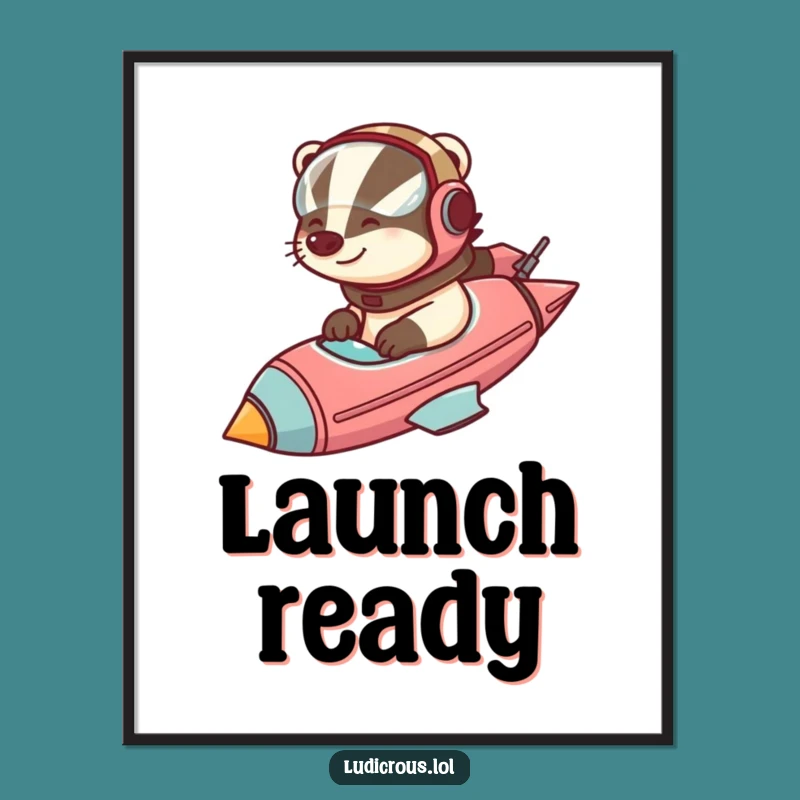 Funny Badger Rocket Pilot Digital Art: Instant blastoff of humor!