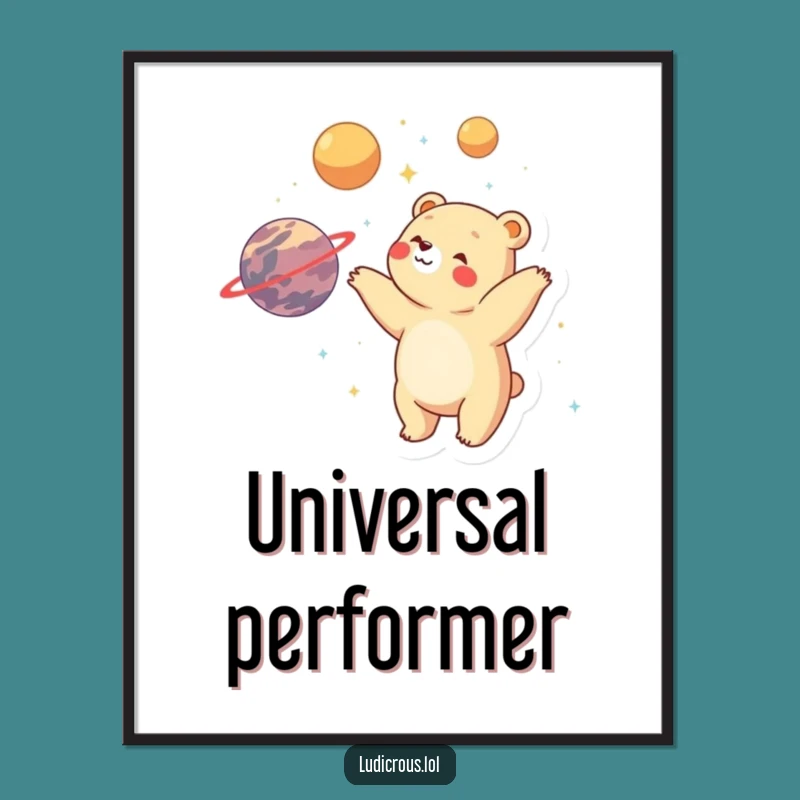 Funny Bear Planet Juggler Digital Art: Instant cosmic wonder for your walls!