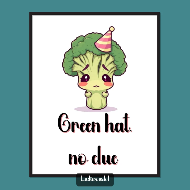 Funny Broccoli Party Digital Art: Instant Veggie Humor, Perfect Wall Gift