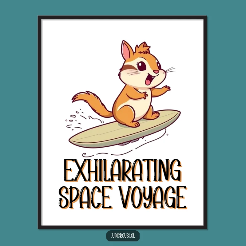 Funny Chipmunk Comet Surf Digital Art - Exhilarating Space Print