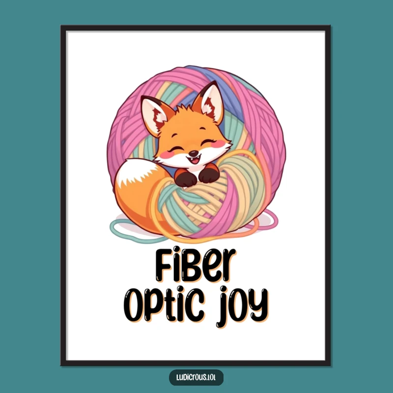 Funny Fox Yarn Digital Print: Instant Whimsy for Your Walls