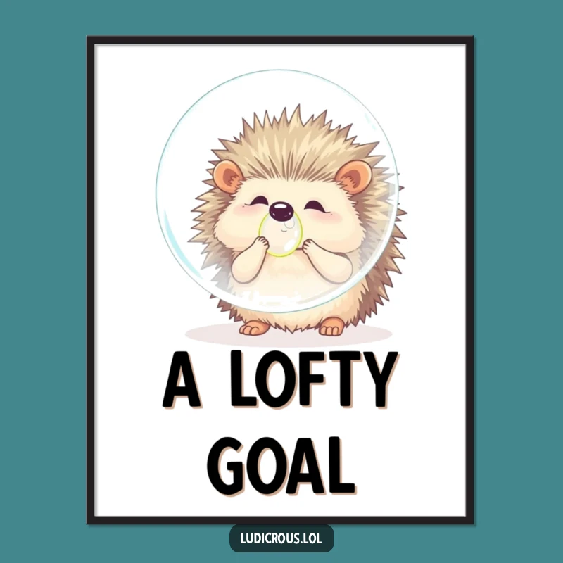 Funny Hedgehog Bubble Blow Funny Digital Print Gift - Artistic Prickle's Ambitious Fun