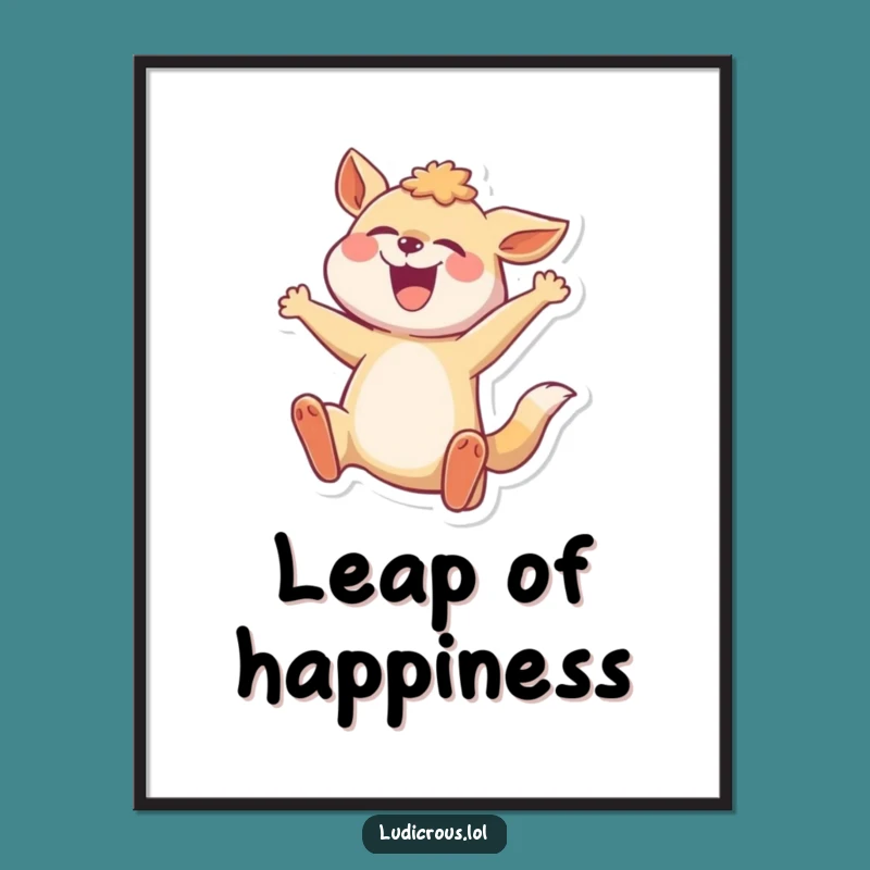 Funny Mid-Leap Animal Digital Art: Joyful Pose Download, Instant Funny Gift Decor