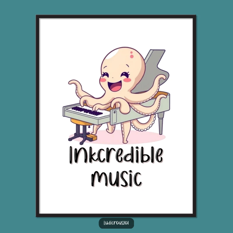 Funny Octopus Piano Digital Art: Instant Music, Printable Hilarious Gift for Instant Joy!