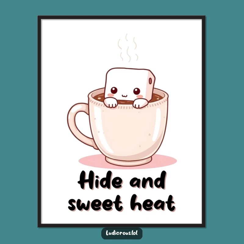 Funny Marshmallow Hot Chocolate Digital Art: Cozy Printable, Instant Gift